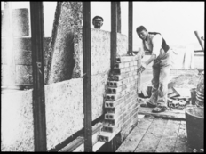Baustelle in Celle, bauzeitlicher Außenwandaufbau Siedlung Blumläger Feld 1930