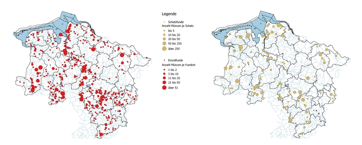 Einzel- und Schatzfunde antiker Münzen in Niedersachsen (Stand April 2021).