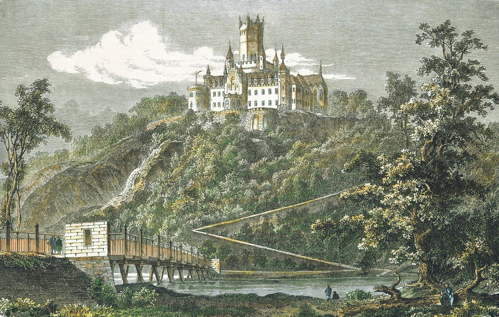 Holzstich von Schloss Marienburg (Conrad Wilhelm Hase)